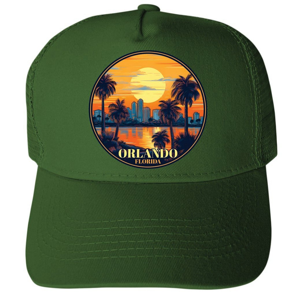 Orlando Florida Design B Unisex Mesh Back Trucker Hat with Adjustable Snapback Image 2