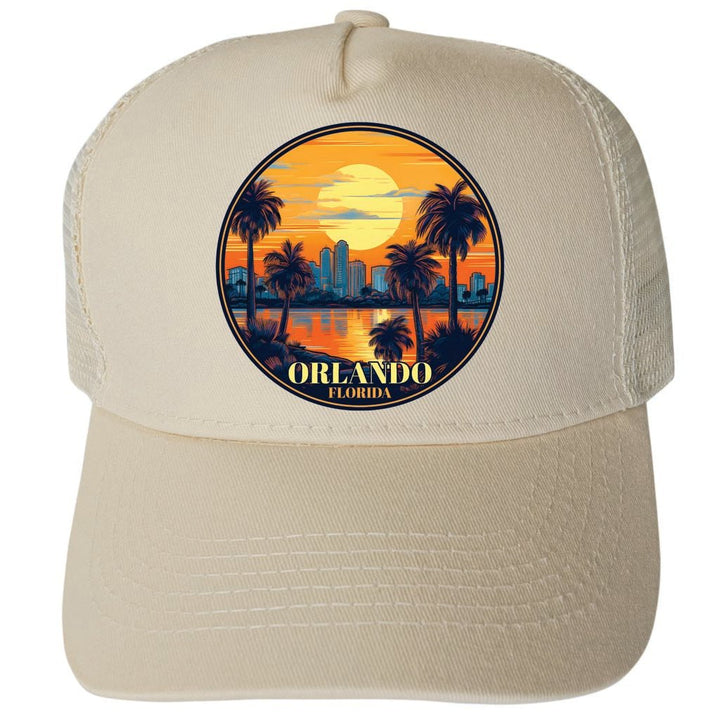 Orlando Florida Design B Unisex Mesh Back Trucker Hat with Adjustable Snapback Image 3