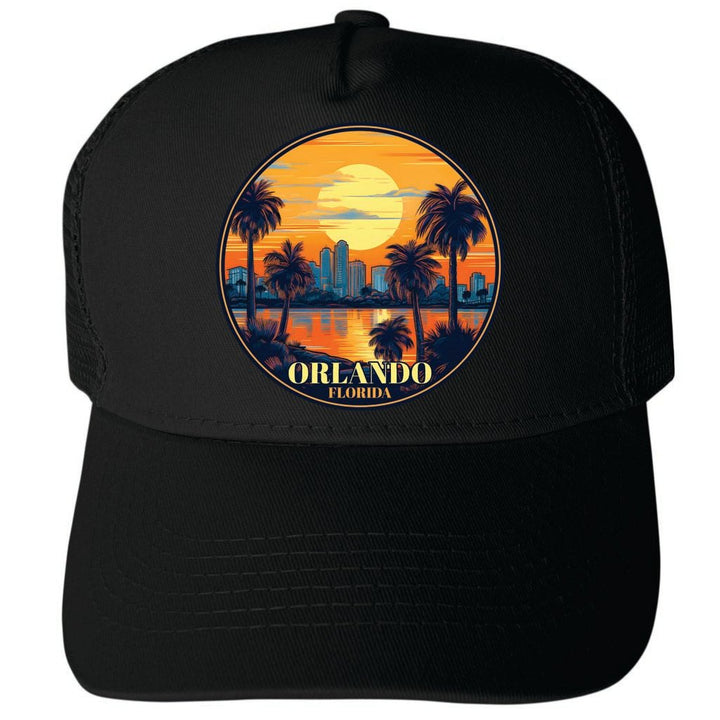 Orlando Florida Design B Unisex Mesh Back Trucker Hat with Adjustable Snapback Image 4