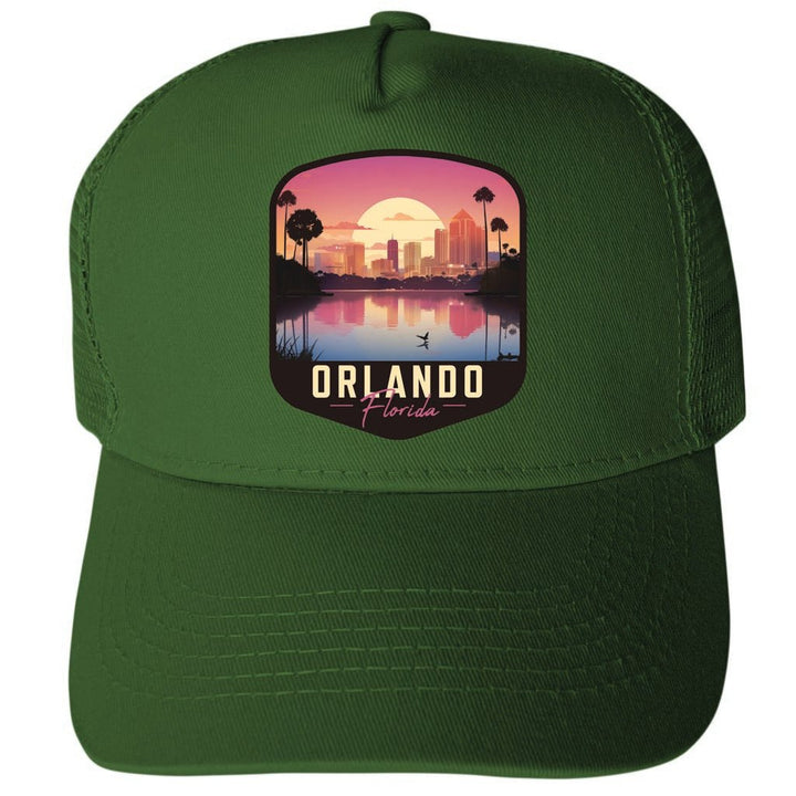 Orlando Florida Design A Unisex Mesh Back Trucker Hat with Adjustable Snapback Image 2