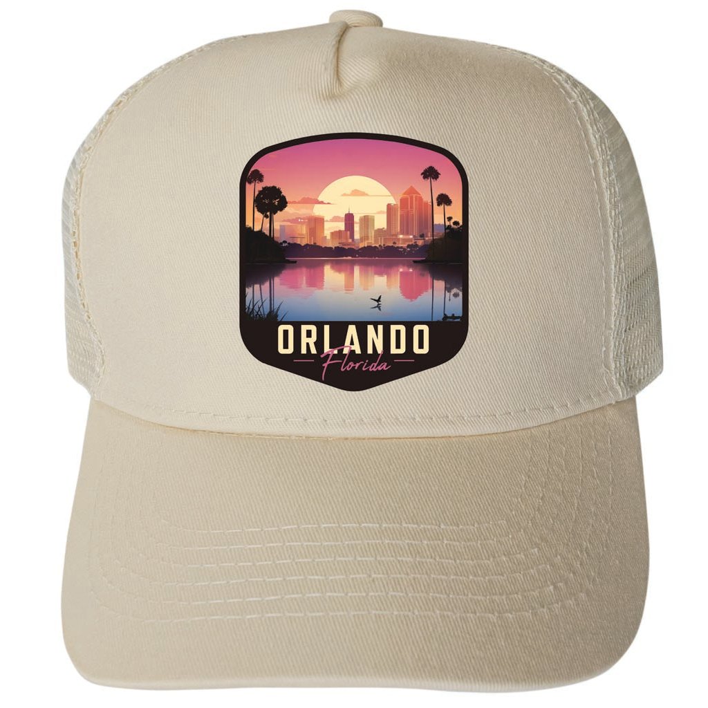 Orlando Florida Design A Unisex Mesh Back Trucker Hat with Adjustable Snapback Image 3