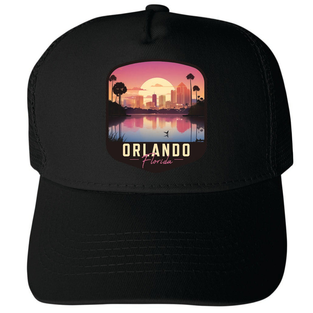 Orlando Florida Design A Unisex Mesh Back Trucker Hat with Adjustable Snapback Image 4