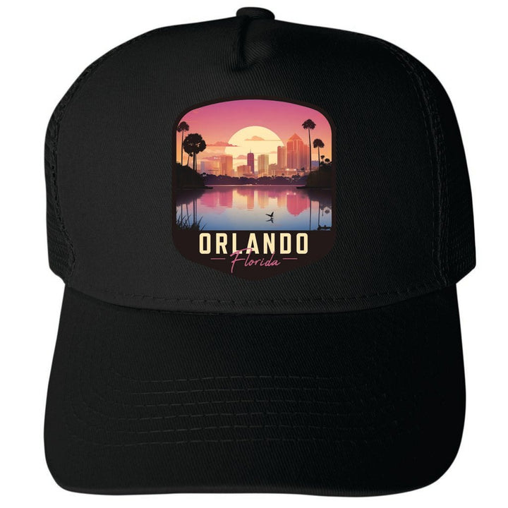 Orlando Florida Design A Unisex Mesh Back Trucker Hat with Adjustable Snapback Image 1