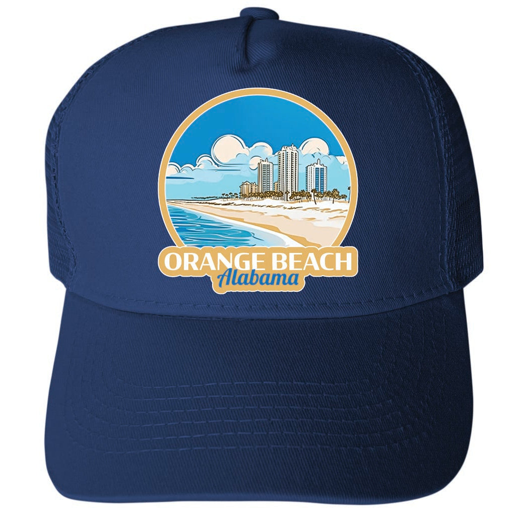 Orange Beach Alabama Design A Unisex Mesh Back Trucker Hat with Adjustable Snapback Image 1