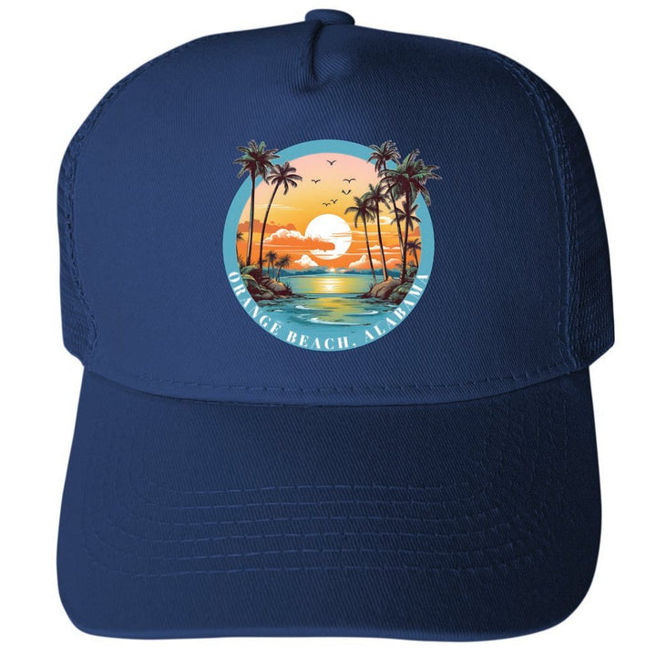 Orange Beach Alabama Design B Unisex Mesh Back Trucker Hat with Adjustable Snapback Image 1