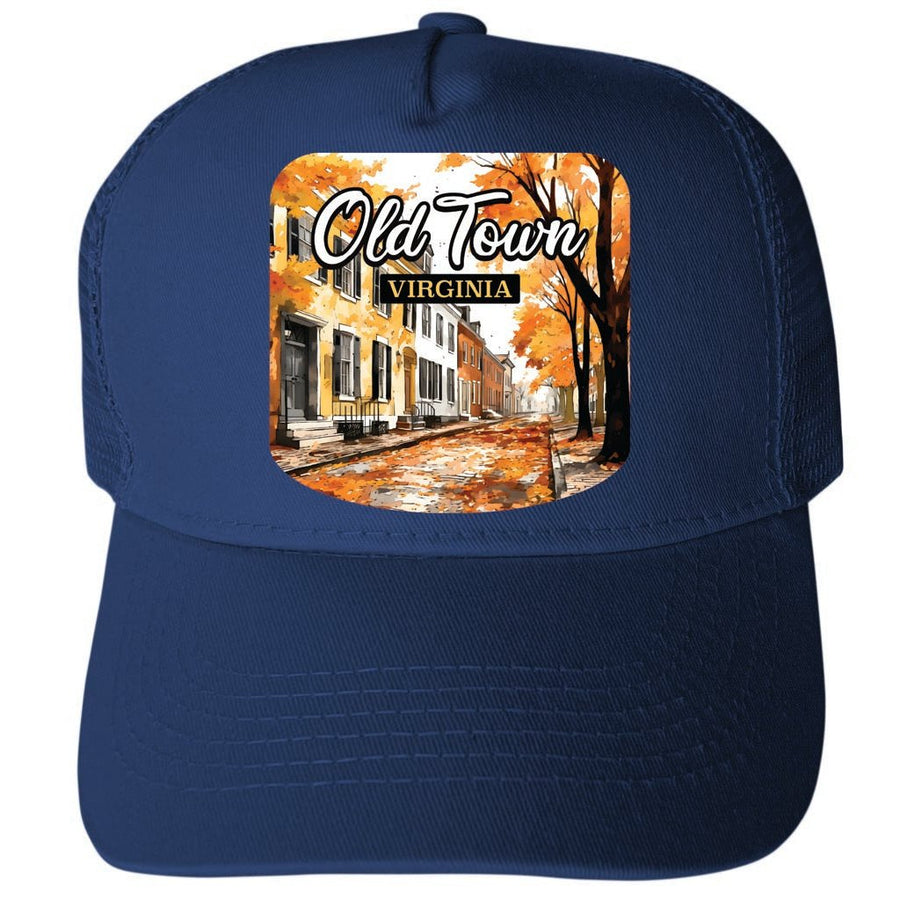 Old Town Alexandria Virginia Autumn Leaves Design Unisex Mesh Back Trucker Hat with Adjustable Snapback Image 1