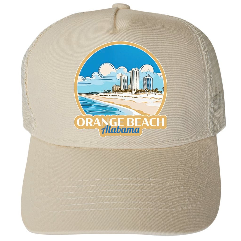 Orange Beach Alabama Design A Unisex Mesh Back Trucker Hat with Adjustable Snapback Image 3