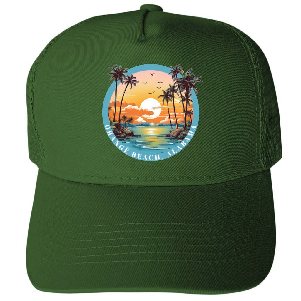 Orange Beach Alabama Design B Unisex Mesh Back Trucker Hat with Adjustable Snapback Image 1