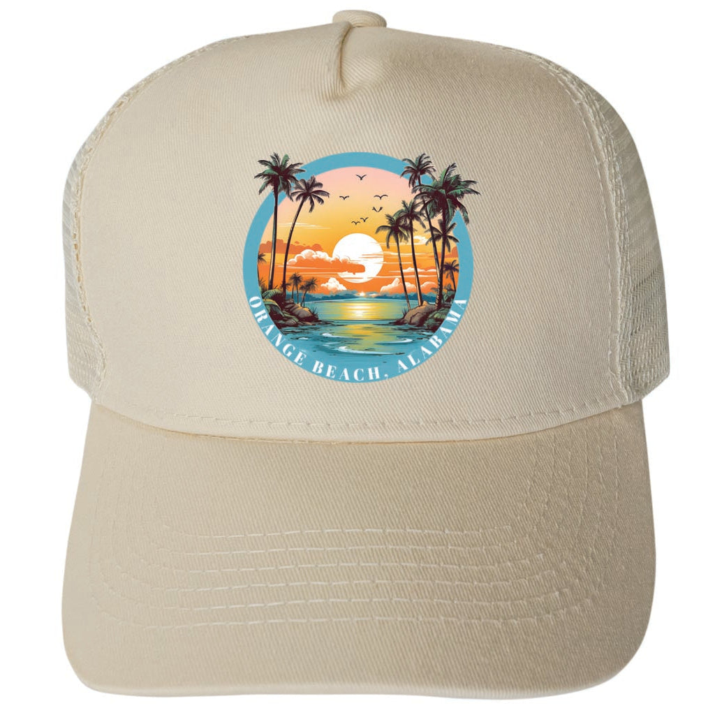 Orange Beach Alabama Design B Unisex Mesh Back Trucker Hat with Adjustable Snapback Image 3