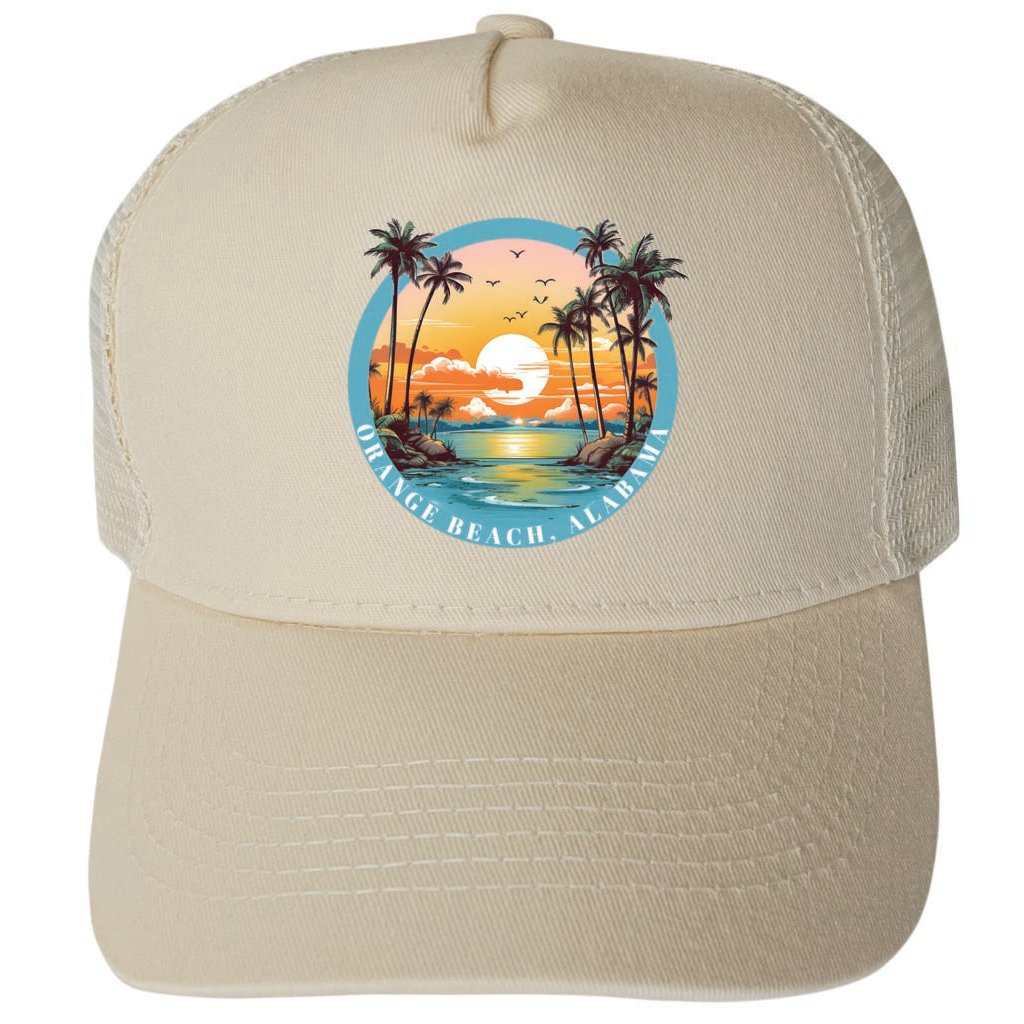 Orange Beach Alabama Design B Unisex Mesh Back Trucker Hat with Adjustable Snapback Image 1