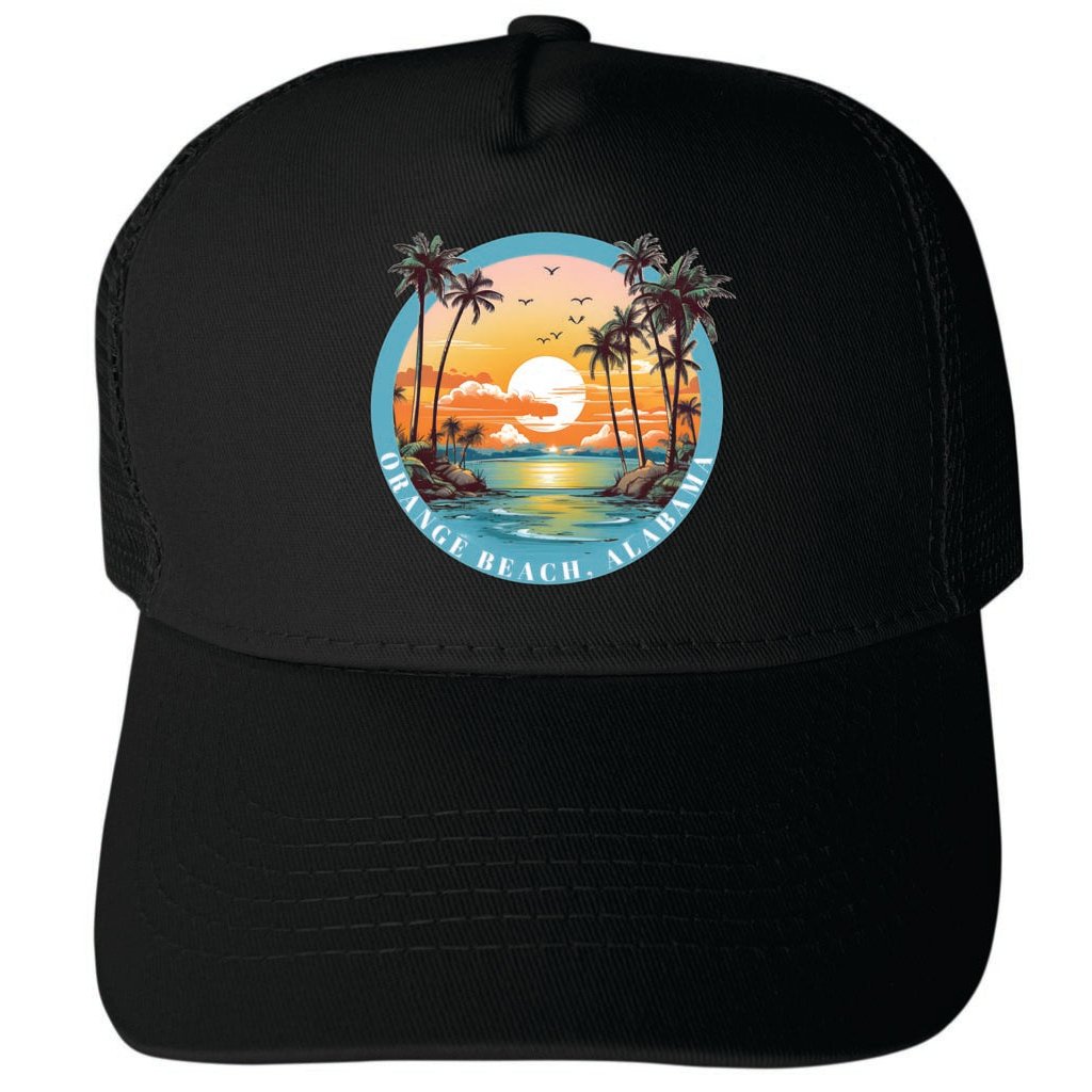 Orange Beach Alabama Design B Unisex Mesh Back Trucker Hat with Adjustable Snapback Image 4