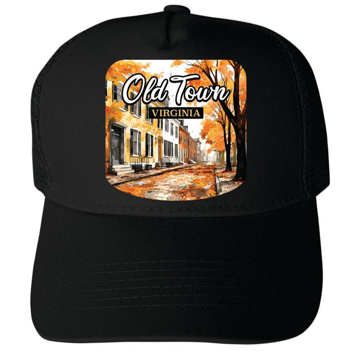 Old Town Alexandria Virginia Autumn Leaves Design Unisex Mesh Back Trucker Hat with Adjustable Snapback Image 4