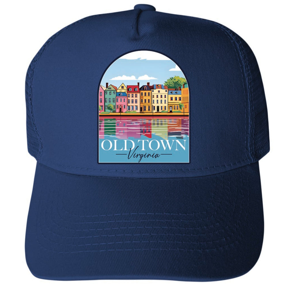 Old Town Alexandria Virginia Houses on the River Design Unisex Mesh Back Trucker Hat with Adjustable Snapback Image 2