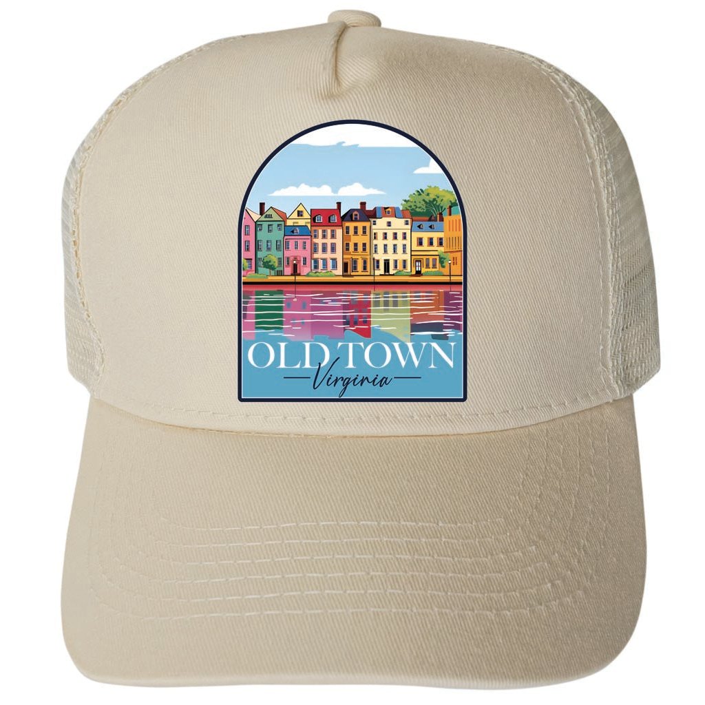 Old Town Alexandria Virginia Houses on the River Design Unisex Mesh Back Trucker Hat with Adjustable Snapback Image 4