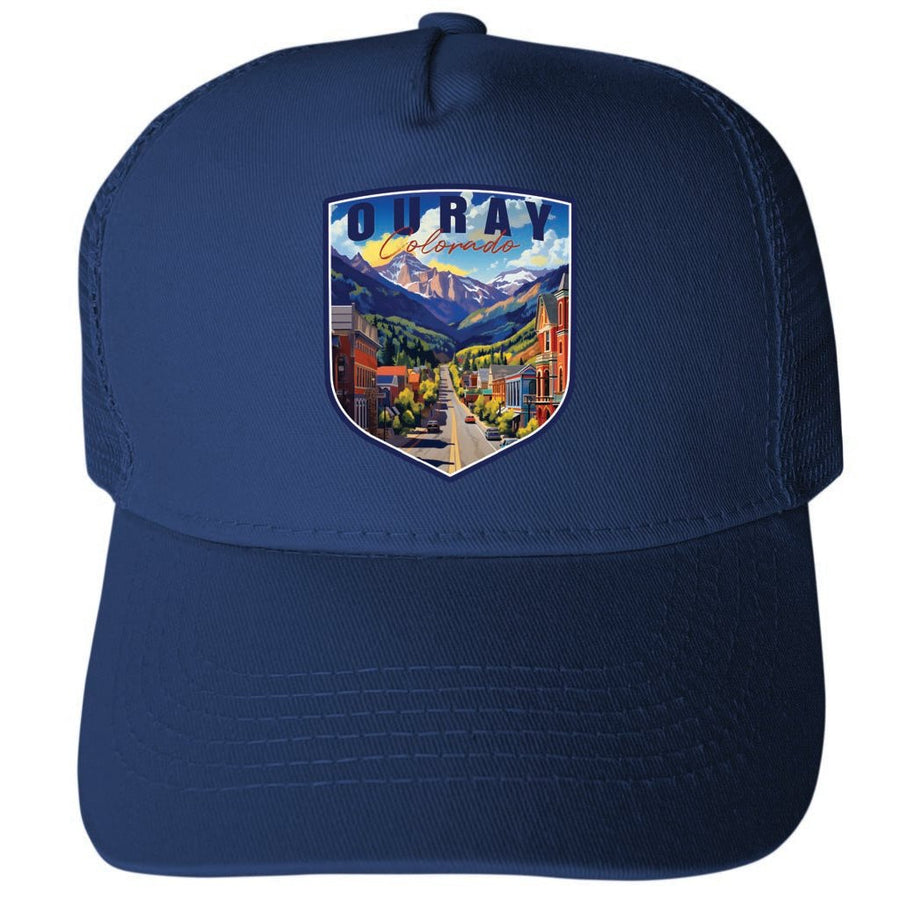 Ouray Colorado Town Design Unisex Mesh Back Trucker Hat with Adjustable Snapback Image 1