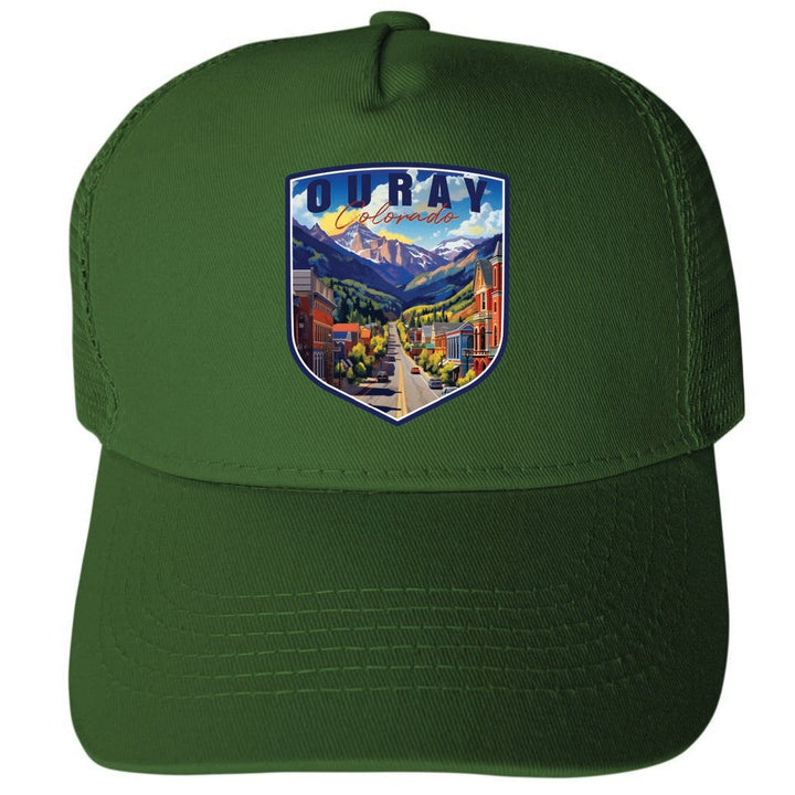 Ouray Colorado Town Design Unisex Mesh Back Trucker Hat with Adjustable Snapback Image 1