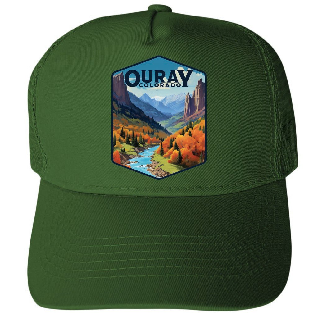 Ouray Colorado Mountains and River Design Unisex Mesh Back Trucker Hat with Adjustable Snapback Image 2