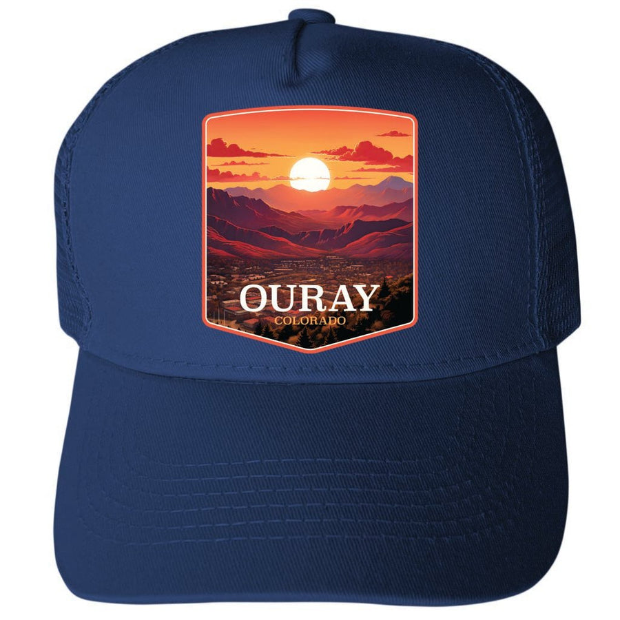 Ouray Colorado Mountain Sunset Design Unisex Mesh Back Trucker Hat with Adjustable Snapback Image 1