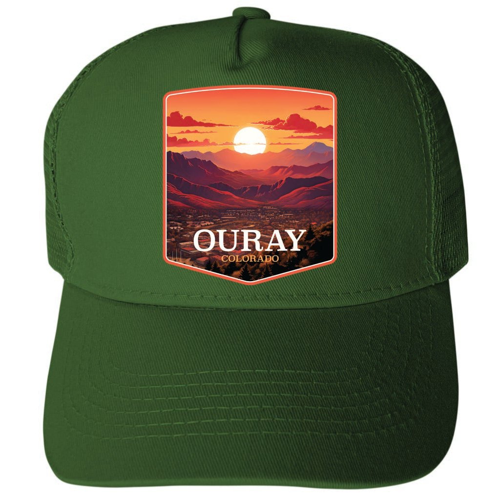 Ouray Colorado Mountain Sunset Design Unisex Mesh Back Trucker Hat with Adjustable Snapback Image 1