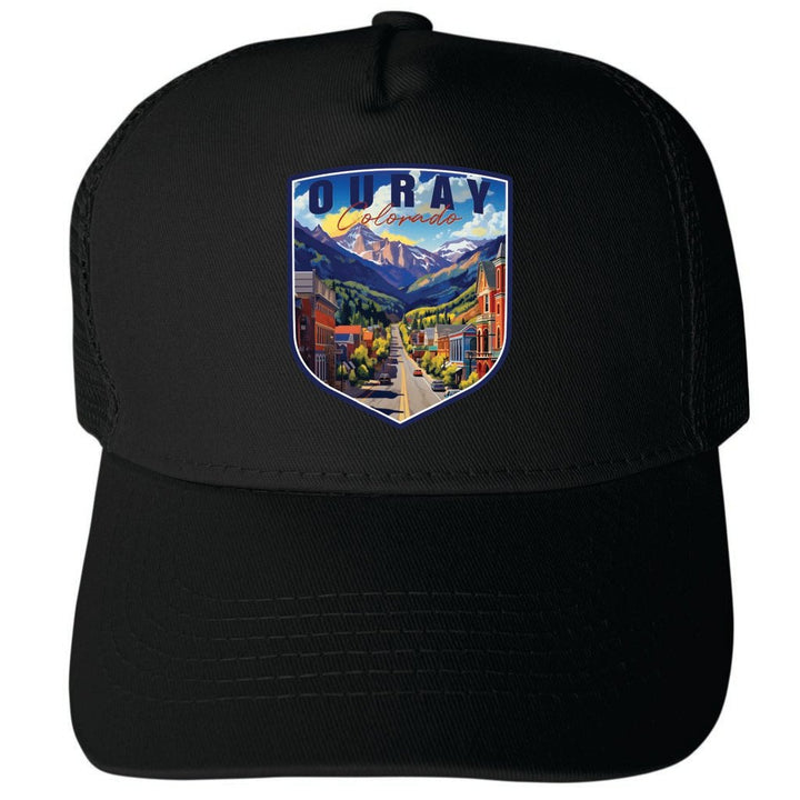 Ouray Colorado Town Design Unisex Mesh Back Trucker Hat with Adjustable Snapback Image 1