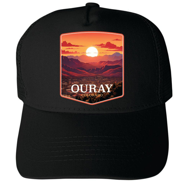 Ouray Colorado Mountain Sunset Design Unisex Mesh Back Trucker Hat with Adjustable Snapback Image 1