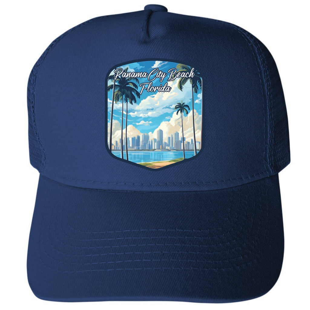 Panama City Beach Florida Design B Unisex Mesh Back Trucker Hat with Adjustable Snapback Image 1