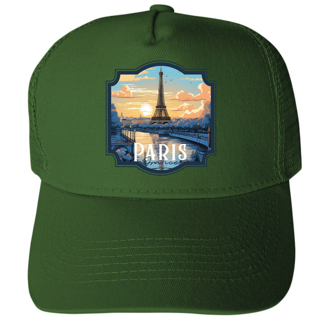 Paris France Design A Unisex Mesh Back Trucker Hat with Adjustable Snapback Image 1