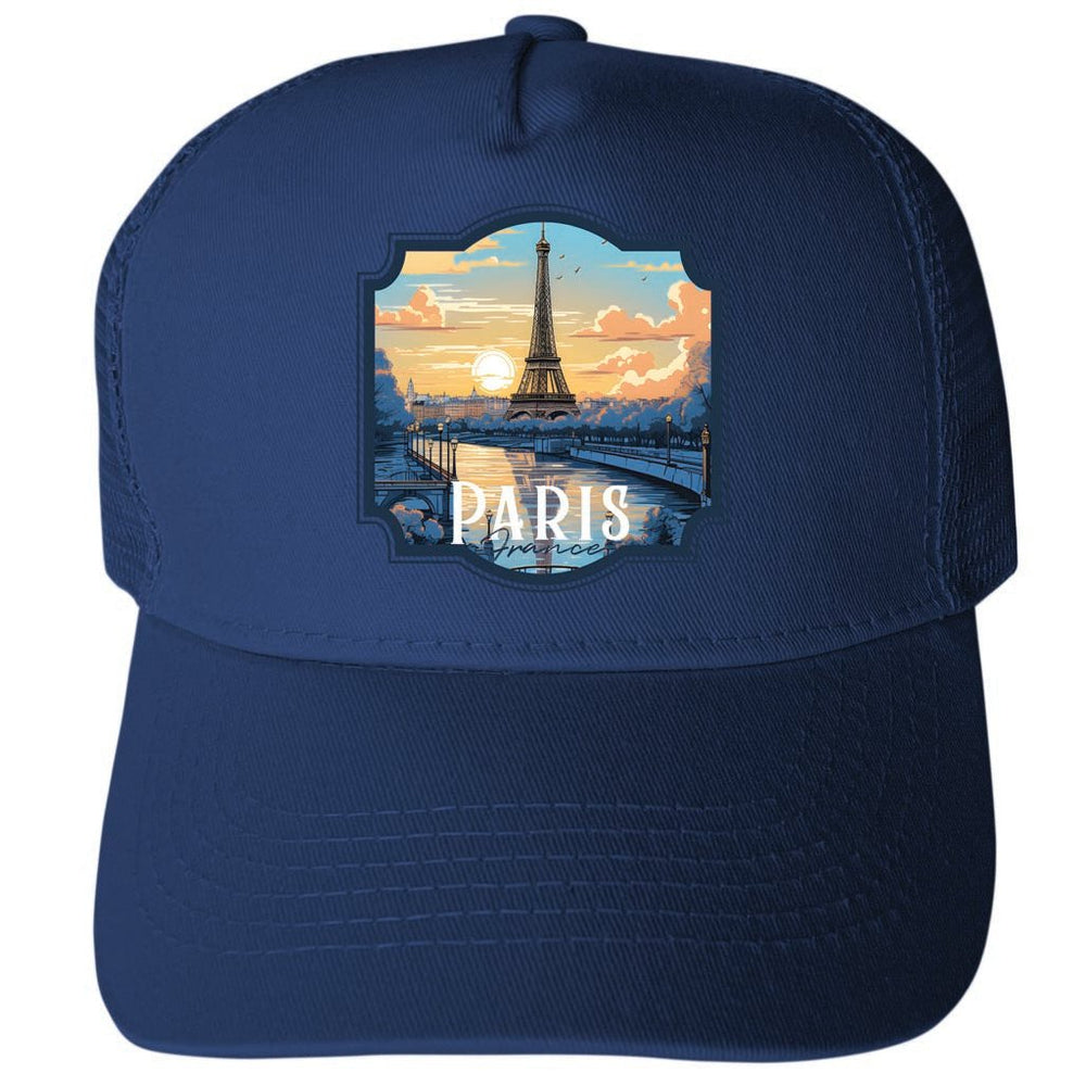 Paris France Design A Unisex Mesh Back Trucker Hat with Adjustable Snapback Image 2