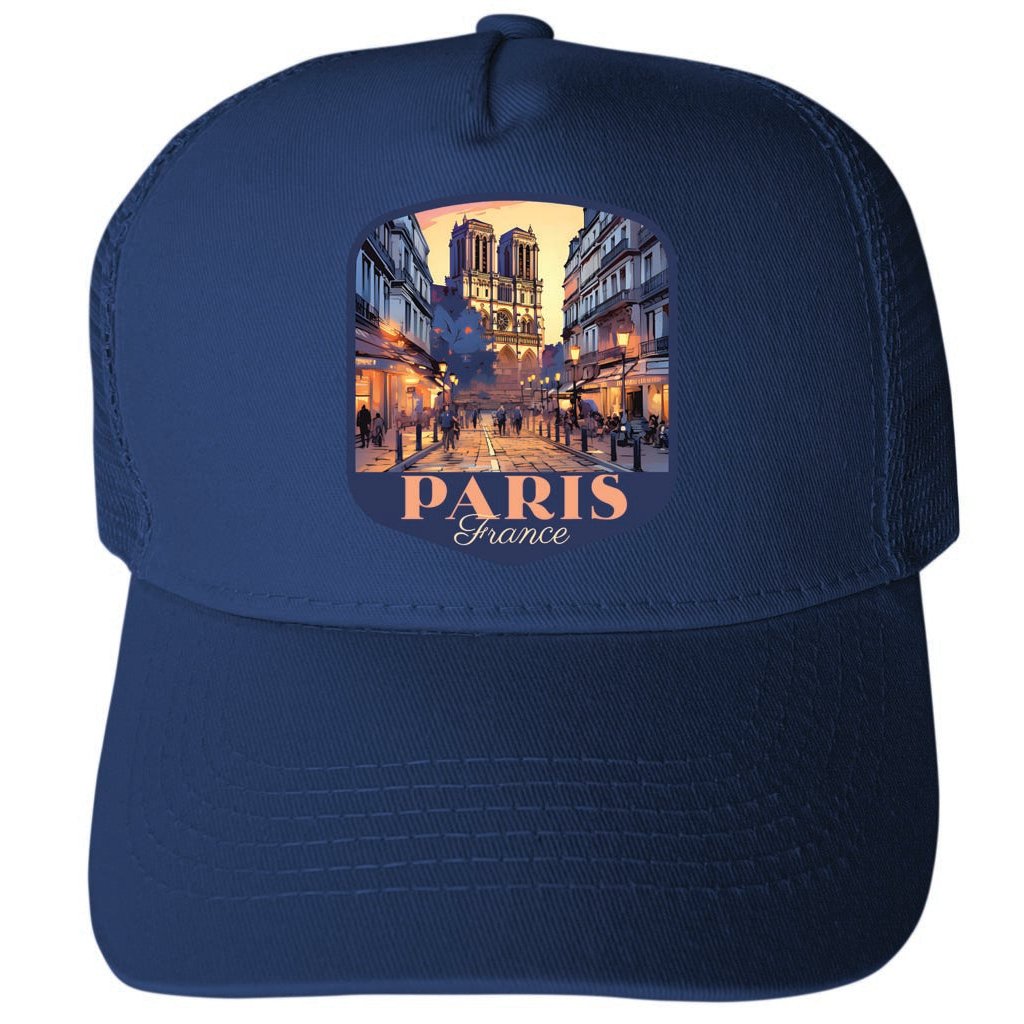 Paris France Design D Unisex Mesh Back Trucker Hat with Adjustable Snapback Image 1