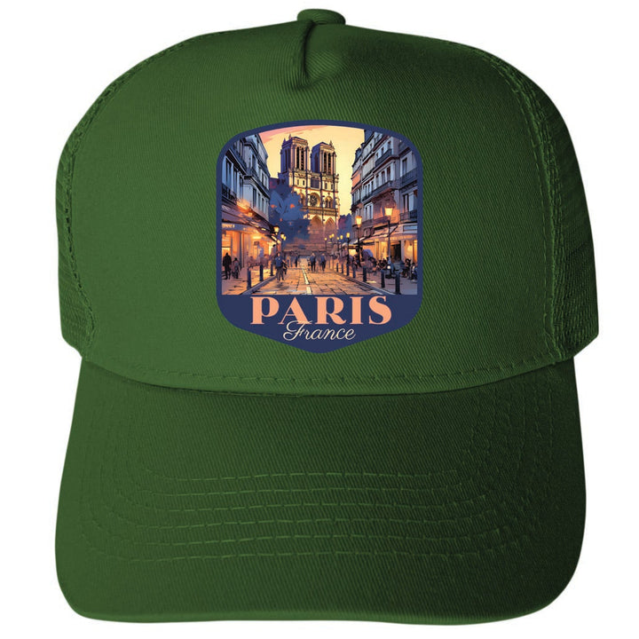 Paris France Design D Unisex Mesh Back Trucker Hat with Adjustable Snapback Image 2