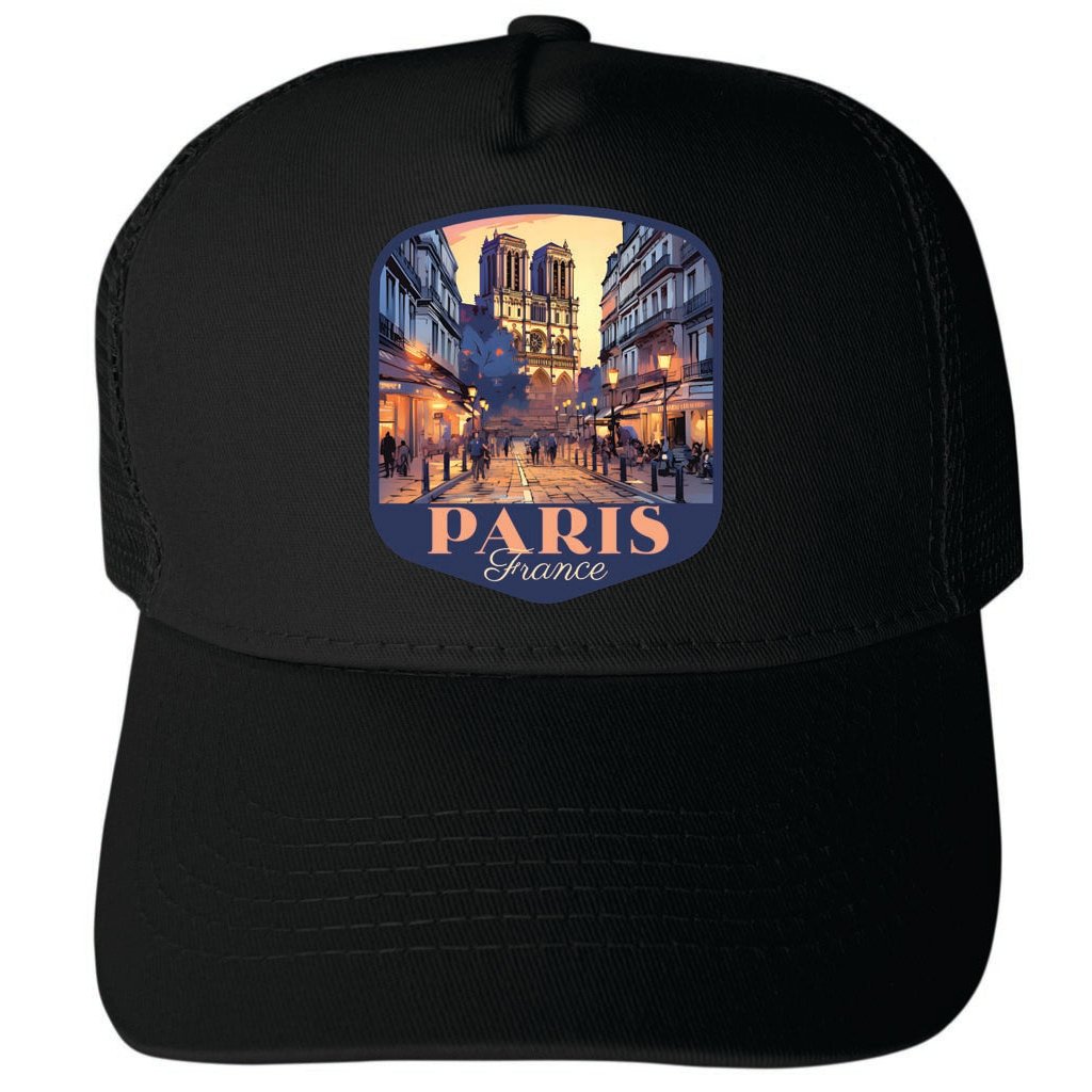 Paris France Design D Unisex Mesh Back Trucker Hat with Adjustable Snapback Image 1