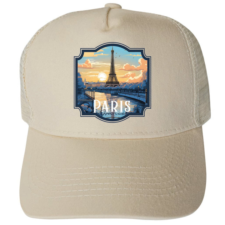 Paris France Design A Unisex Mesh Back Trucker Hat with Adjustable Snapback Image 3