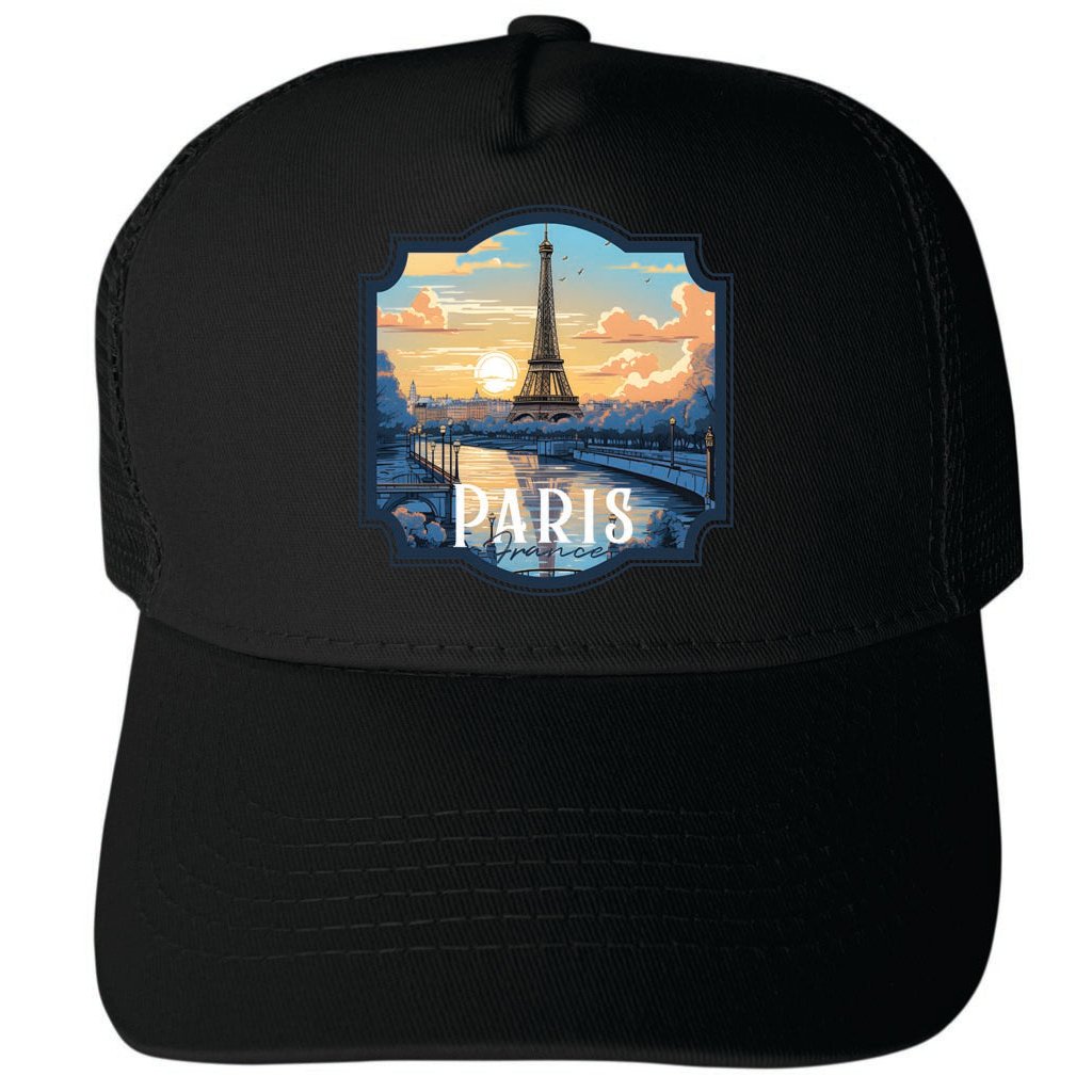 Paris France Design A Unisex Mesh Back Trucker Hat with Adjustable Snapback Image 4