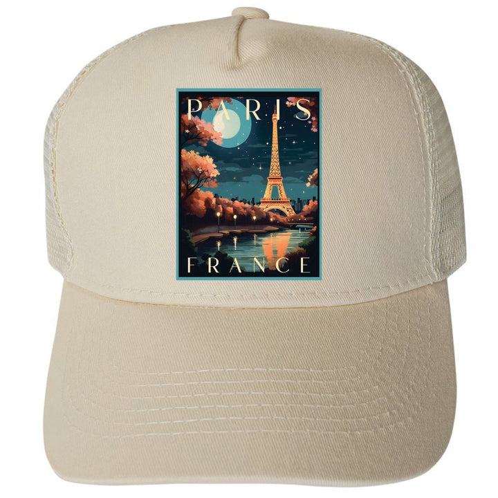 Paris France Design C Unisex Mesh Back Trucker Hat with Adjustable Snapback Image 3