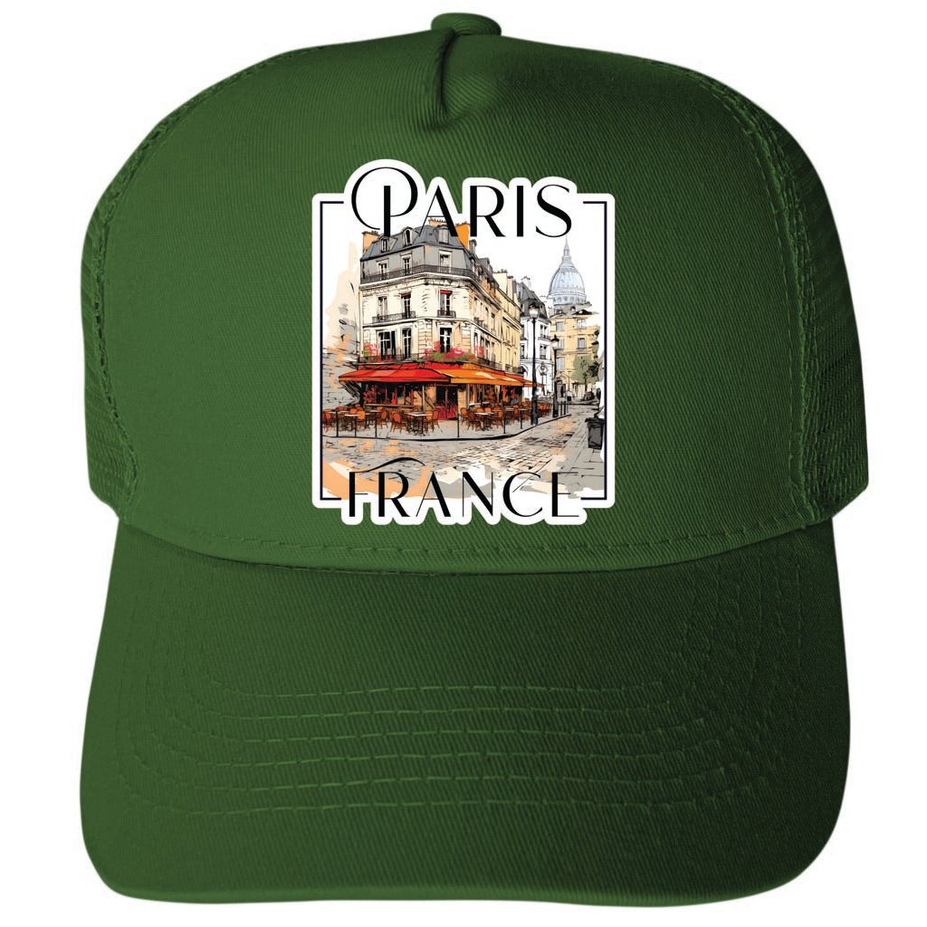 Paris France Design B Unisex Mesh Back Trucker Hat with Adjustable Snapback Image 2