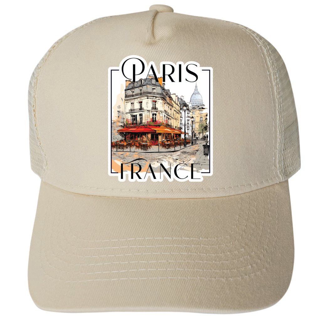 Paris France Design B Unisex Mesh Back Trucker Hat with Adjustable Snapback Image 3