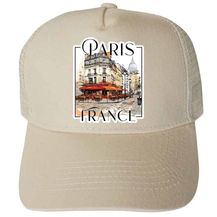 Paris France Design B Unisex Mesh Back Trucker Hat with Adjustable Snapback Image 1