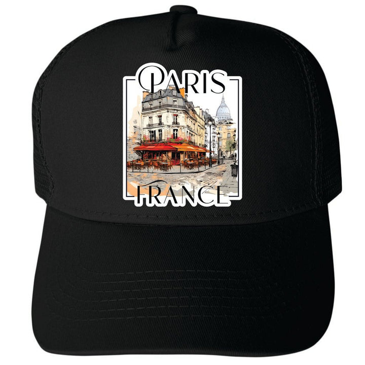 Paris France Design B Unisex Mesh Back Trucker Hat with Adjustable Snapback Image 1