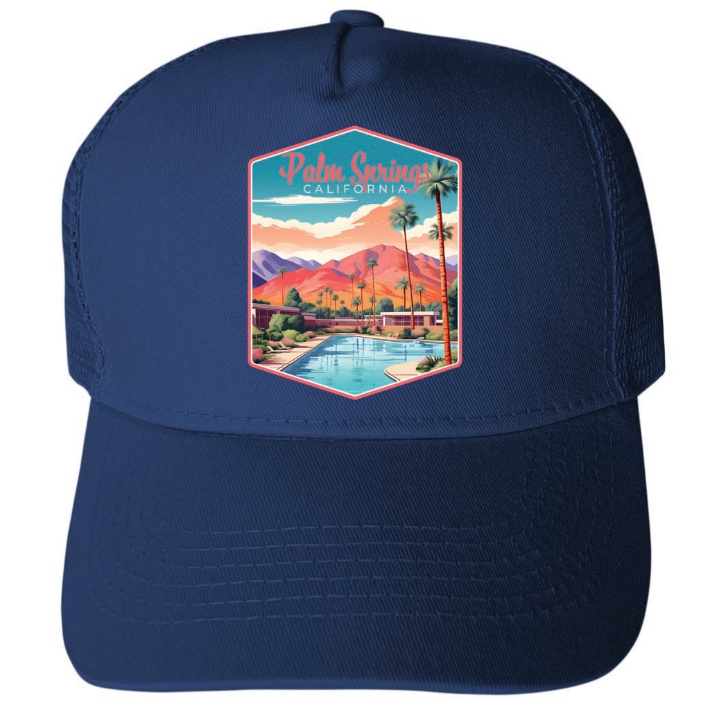 Palm Springs California Design B Unisex Mesh Back Trucker Hat with Adjustable Snapback Image 1