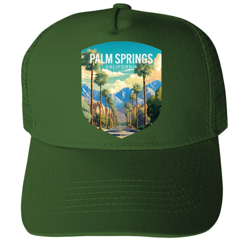 Palm Springs California Design A Unisex Mesh Back Trucker Hat with Adjustable Snapback Image 1