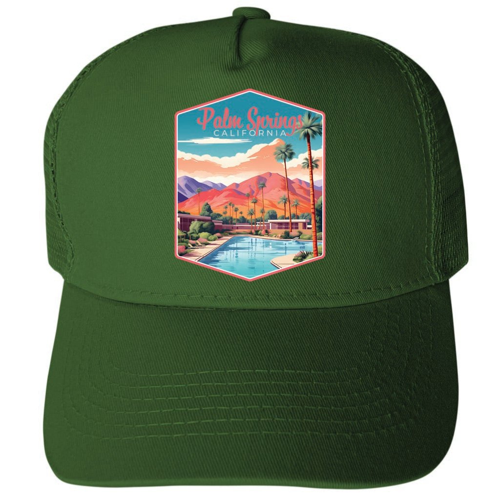 Palm Springs California Design B Unisex Mesh Back Trucker Hat with Adjustable Snapback Image 2