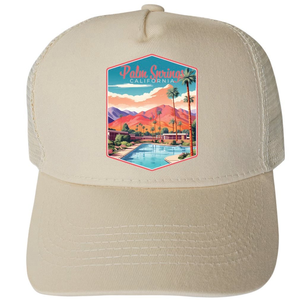 Palm Springs California Design B Unisex Mesh Back Trucker Hat with Adjustable Snapback Image 3