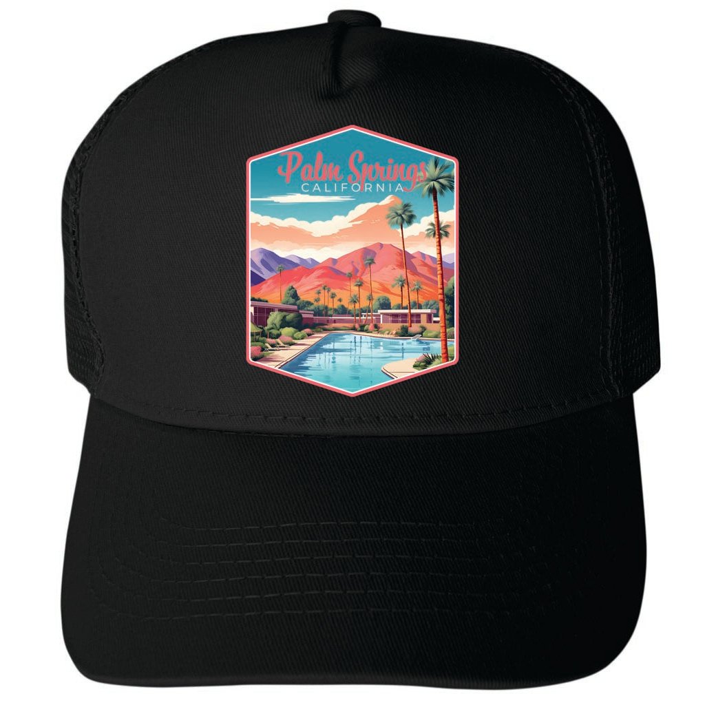 Palm Springs California Design B Unisex Mesh Back Trucker Hat with Adjustable Snapback Image 4