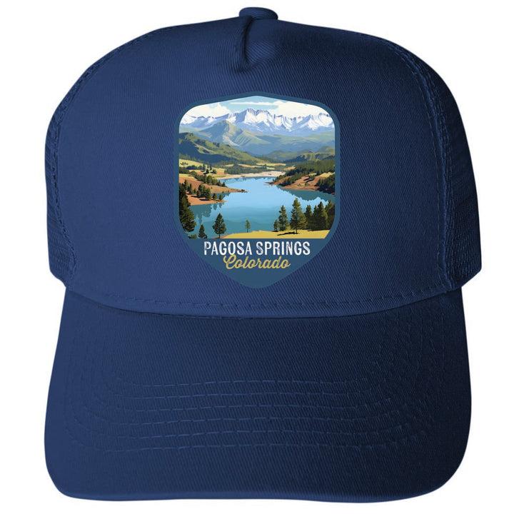 Pagosa Springs Colorado Design B Unisex Mesh Back Trucker Hat with Adjustable Snapback Image 1