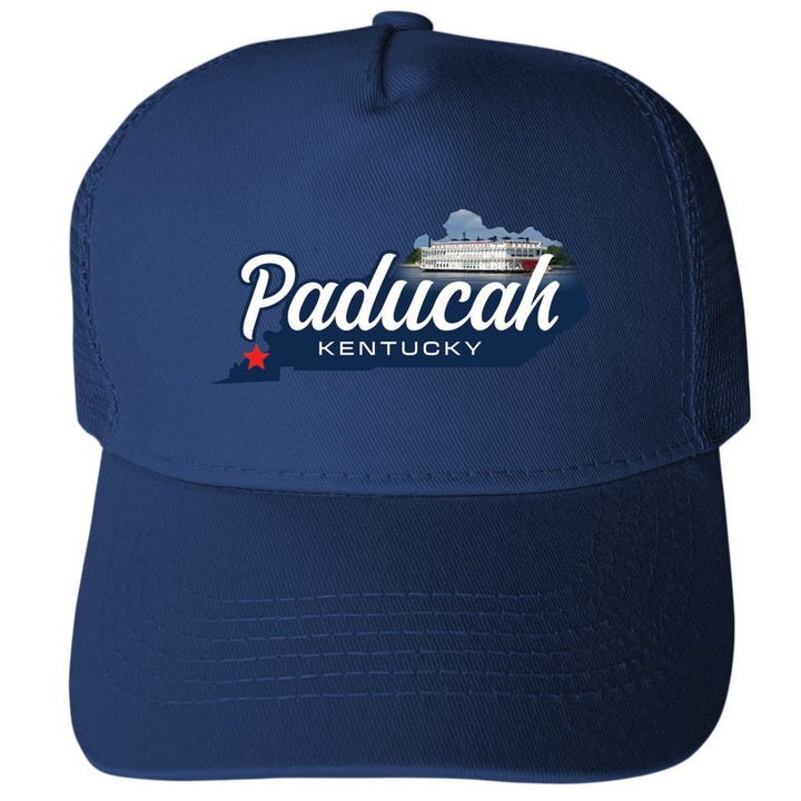 Paducah Kentucky State Shape Design Unisex Mesh Back Trucker Hat with Adjustable Snapback Image 1