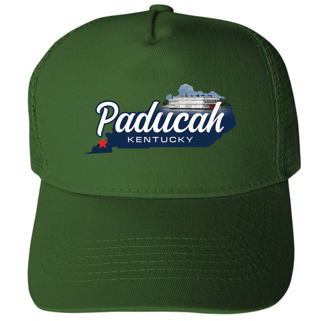 Paducah Kentucky State Shape Design Unisex Mesh Back Trucker Hat with Adjustable Snapback Image 2