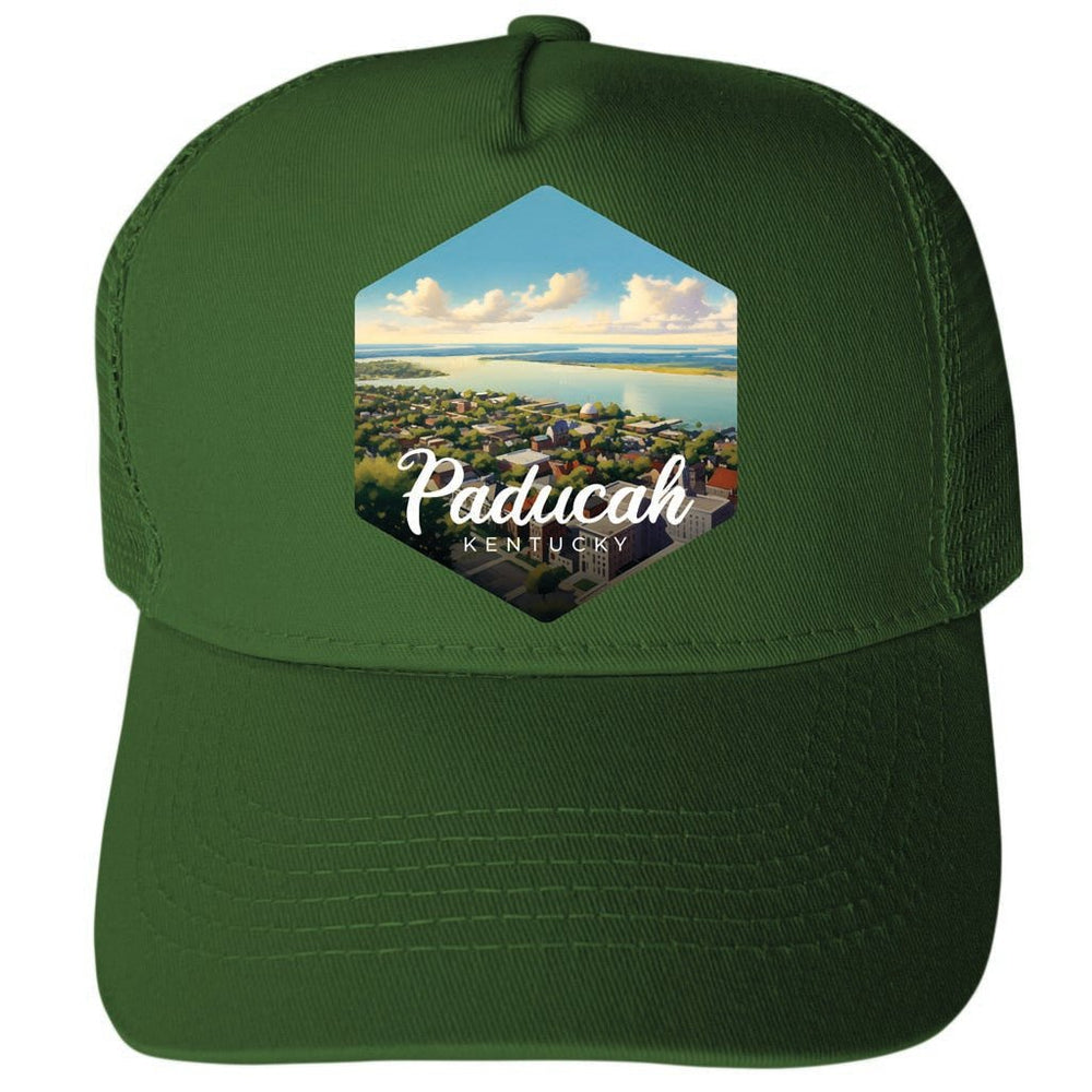 Paducah Kentucky Riverwalk Design Unisex Mesh Back Trucker Hat with Adjustable Snapback Image 2