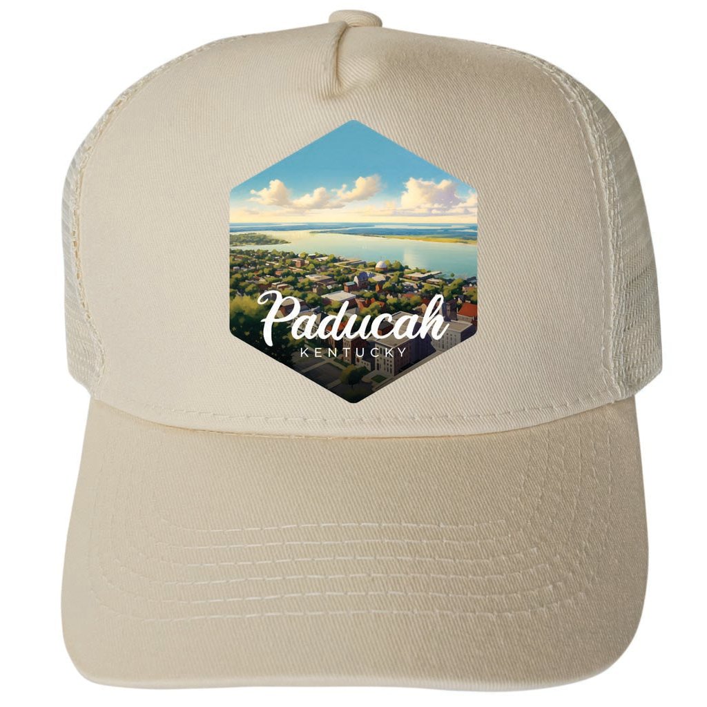 Paducah Kentucky Riverwalk Design Unisex Mesh Back Trucker Hat with Adjustable Snapback Image 3