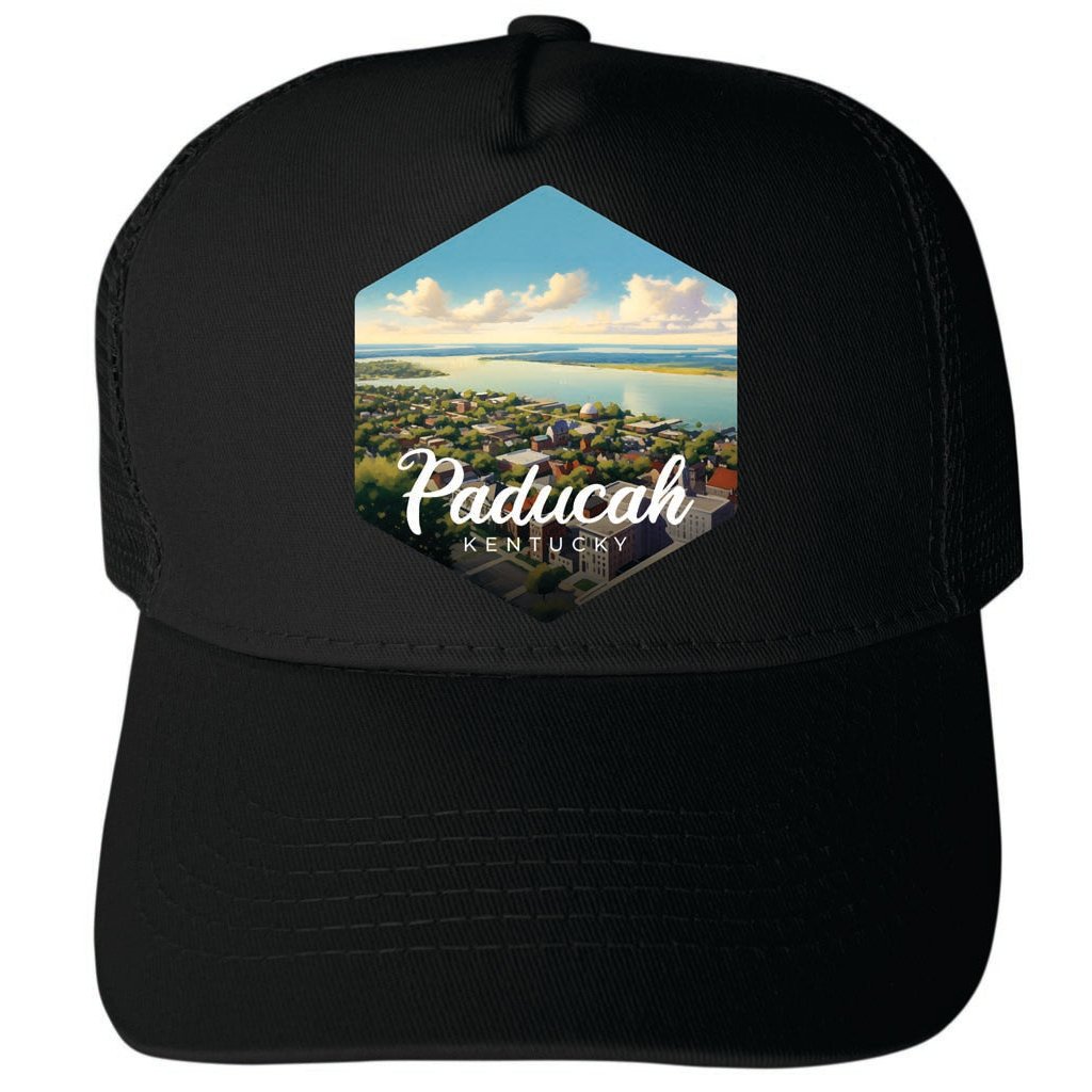 Paducah Kentucky Riverwalk Design Unisex Mesh Back Trucker Hat with Adjustable Snapback Image 4