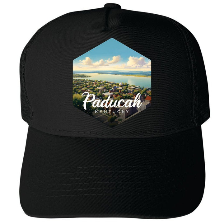 Paducah Kentucky Riverwalk Design Unisex Mesh Back Trucker Hat with Adjustable Snapback Image 1